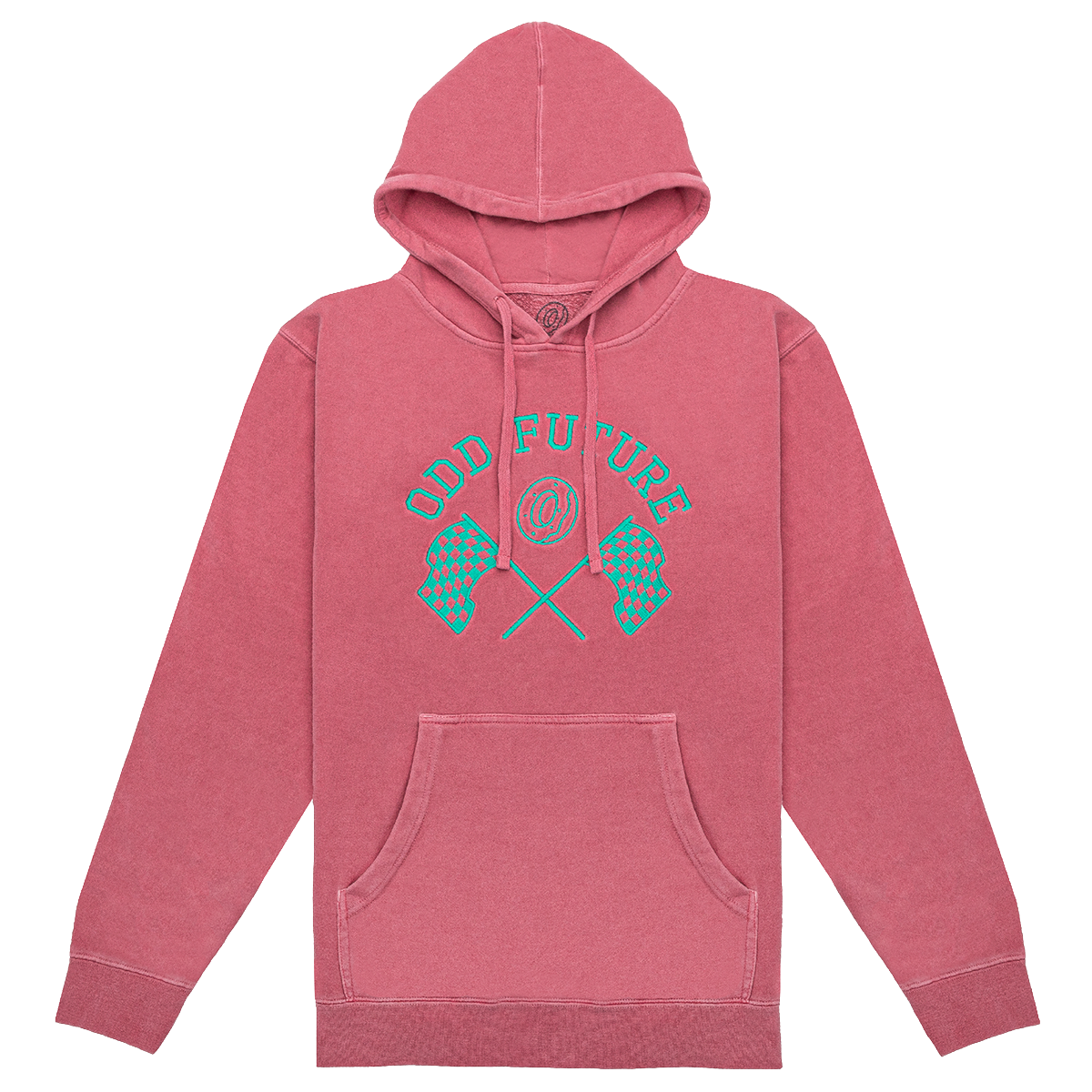 Checkered Flag Embroidered Pullover Hoodie - Pink-Odd Future