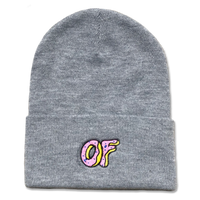 OF Classic Logo Cuff Beanie - Grey-Odd Future