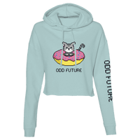 8-Bit Donut Cat Crop Hoodie - Sage-Odd Future