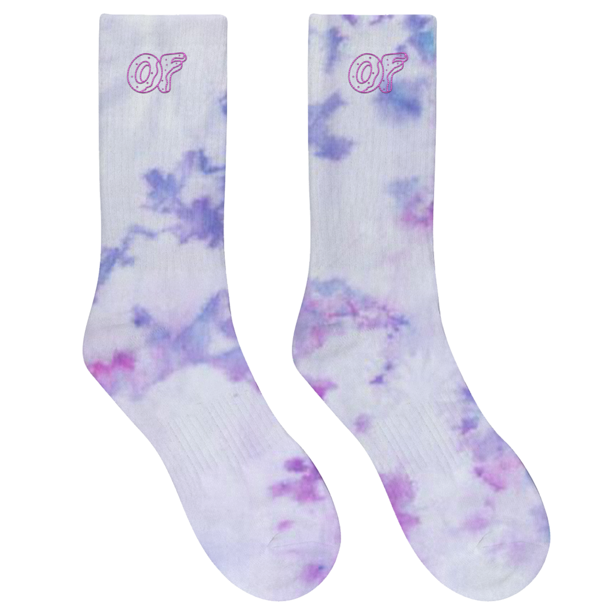 OF Logo Embroidered Socks - Violet Tie Dye-Odd Future
