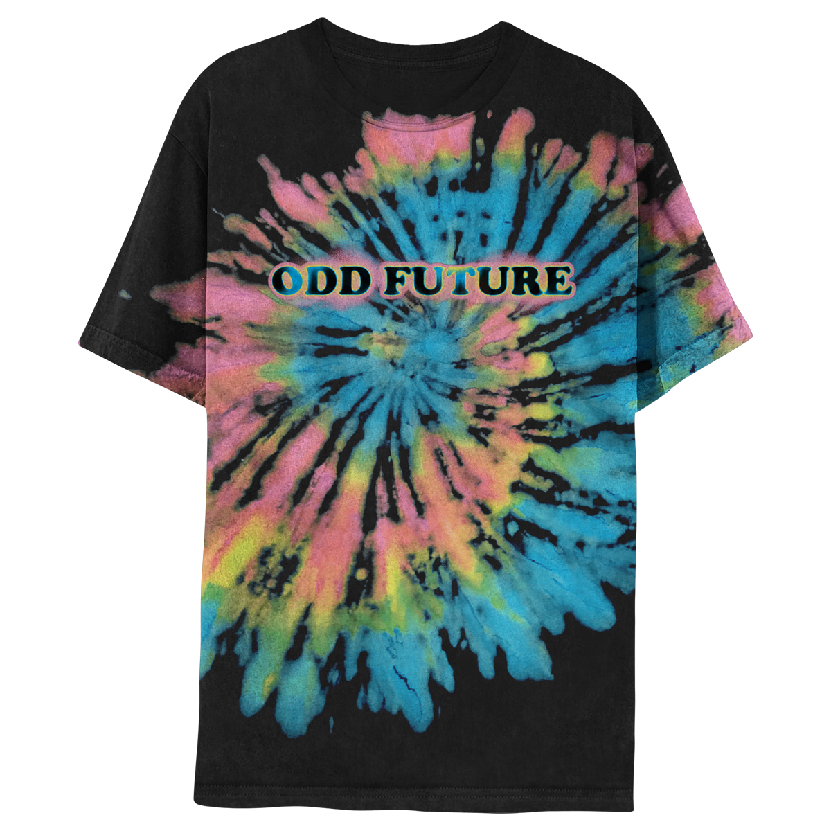 Multi Spiral T-shirt - Black/Multi Tie Dye-Odd Future