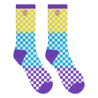 Donut O Checkerboard Socks - Yellow/Blue/Purple-Odd Future