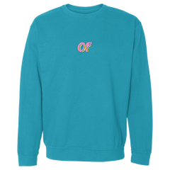 (❁ᴗ͈ˬᴗ͈) OF Donut Logo Embroidered Crewneck Sweatshirt - Teal - Odd Future